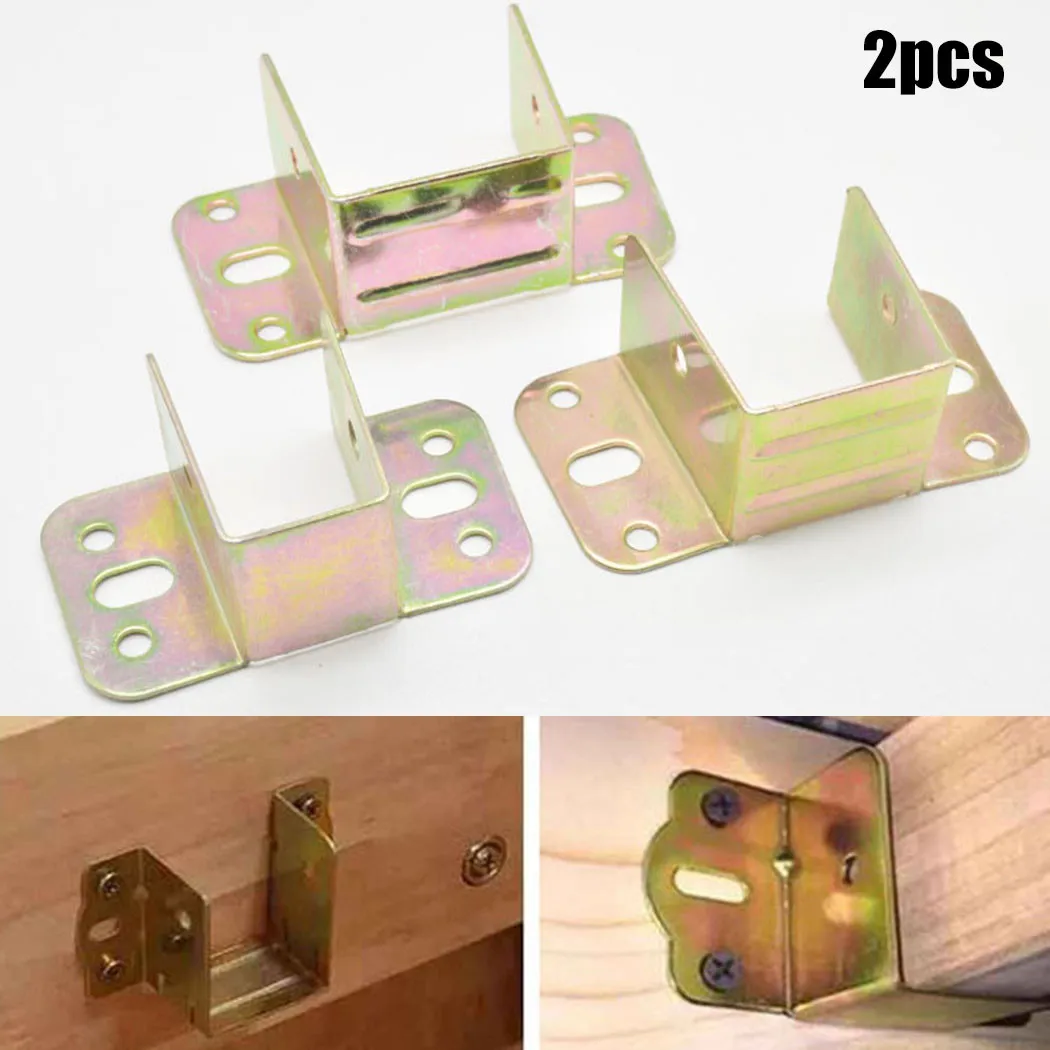 Furniture Interlocking Hardware - U字型金属製ベッドブラケット、ヒンジ取り付けコネクタ、ハードウェアロック、固定接続、家具レールフックブラケット、2個
