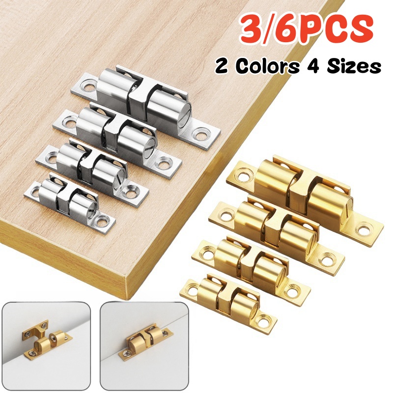 Furniture Interlocking Hardware - 3/6 個キャビネットクローゼットドアボールキャッチ、真鍮ダブルローラースプリングボールキャッチラッチ、家具ドアロック、調整可能なテンションラッチ