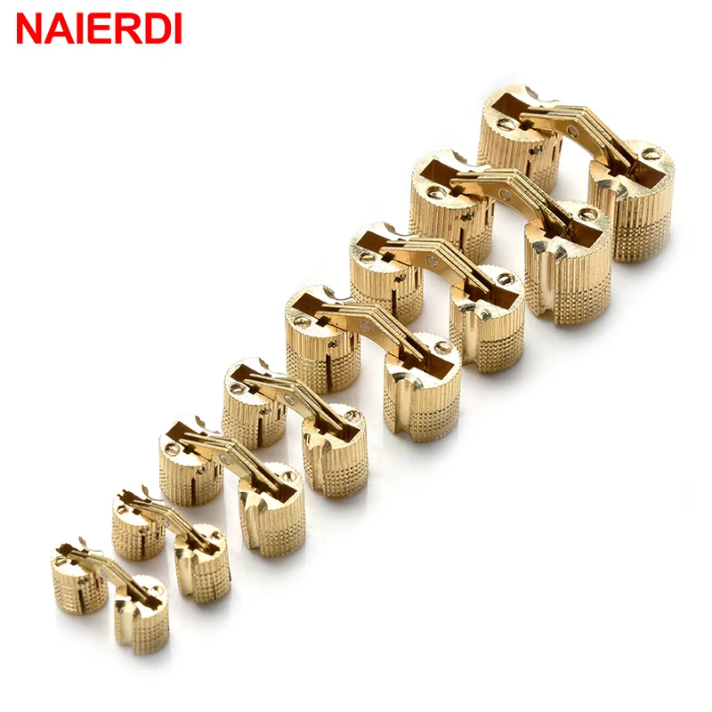 Soft Close Hinge - NAIERDI 銅真鍮家具ヒンジ 8-18 ミリメートル円筒隠しキャビネット隠さ見えないドアハードウェアのギフトボックスのヒンジ