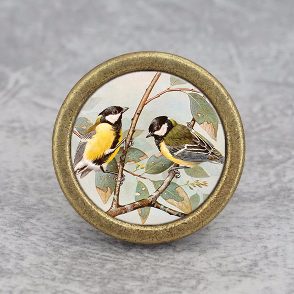 Vintage Furniture Hardware Pulls - Two Birds--引き出しノブ ヴィンテージキャビネットドアノブ DIYアート家具クローゼットプル ブロンズアンティークシルバードレッサーノブハードウェア