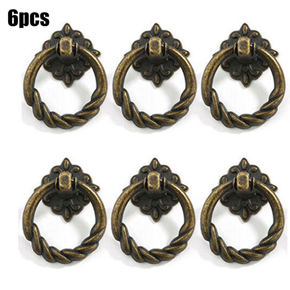 6PC キャビネットノブレトロヴィンテージドア食器棚プルハン - Vintage Furniture Hardware Pulls のレビューと価格