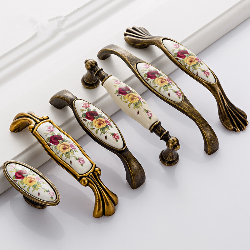 ヴィンテージセラミックハンドルアンティークブロンズキャビネッ - Vintage Furniture Hardware Pulls のレビューと価格