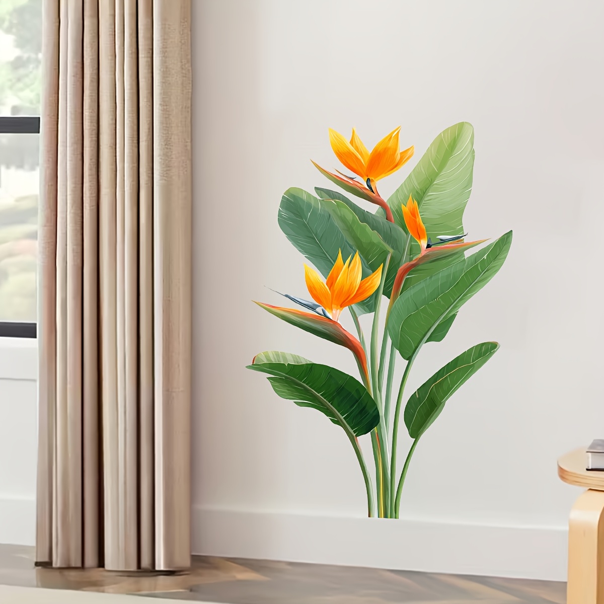 ジャングルリーフウォールステッカー1枚、極楽鳥花植物ステッカ - Furniture Paradise & Hardware Ghaziabad Photos のレビューと価格